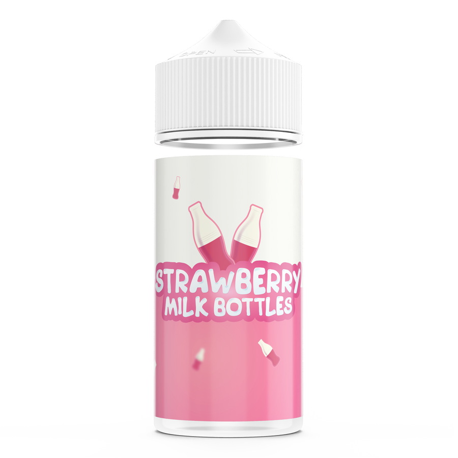 STRAWBERRY MILK BOTTLES NEW 100ML SHORTFILL E-LIQUID - CANDY STRAWBERRY CREAM VANILLA