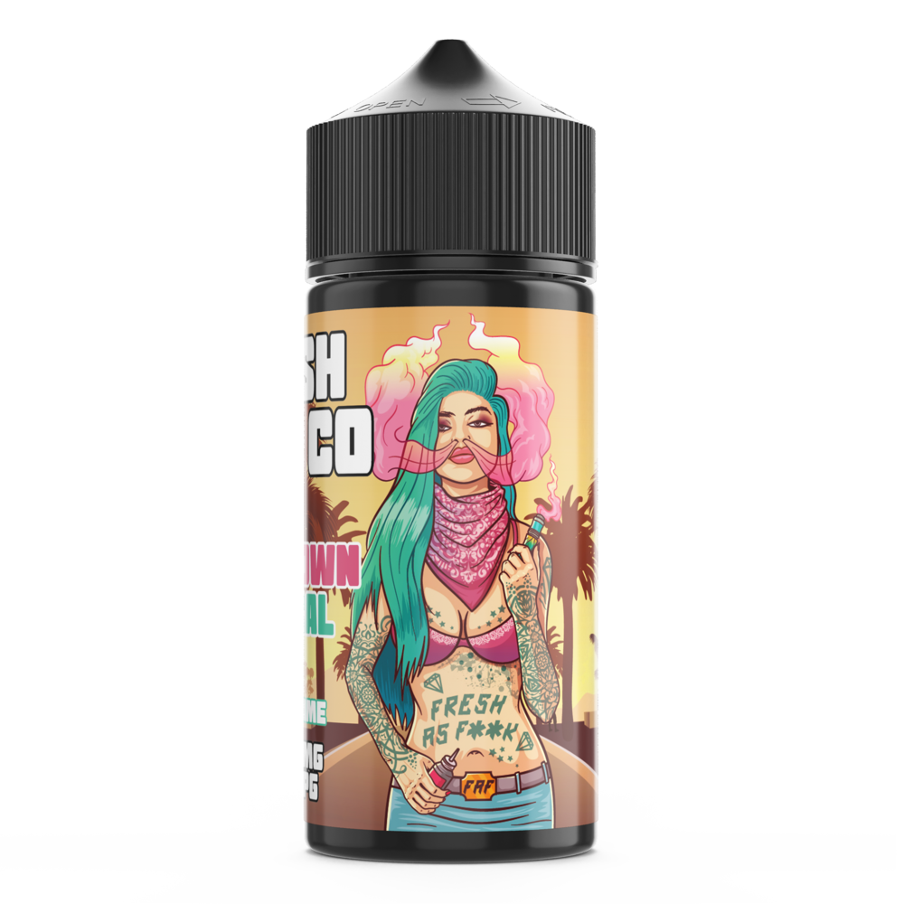 FRESH VAPE CO DOWNTOWN CENTRAL 100ML SHORTFILL E-LIQUID - FRUITY CHERRY LIME COLA MENTHOL DRINK