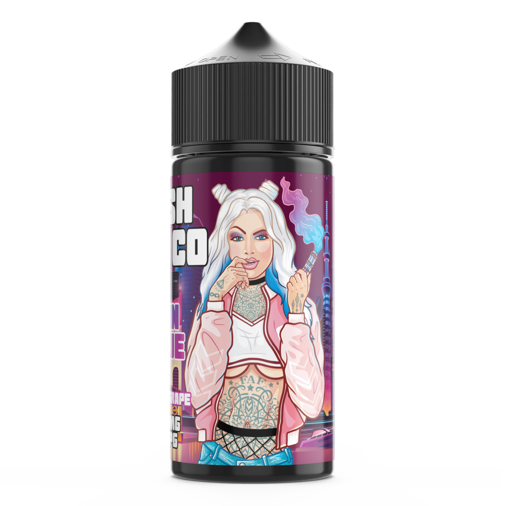 FRESH VAPE CO URBAN AVENUE 100ML SHORTFILL E-LIQUID - FRUITY GRAPE BLUE RASPBERRY MENTHOL 