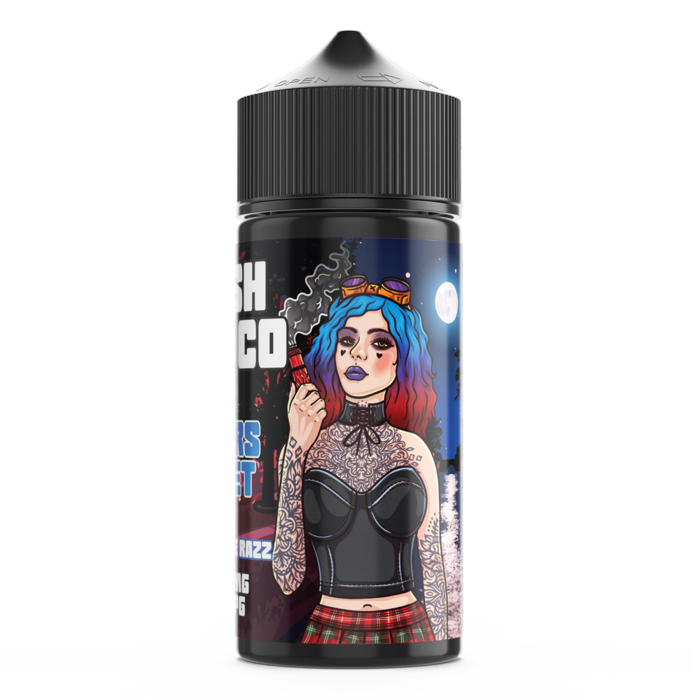 FRESH VAPE CO SINNERS STREET 100ML SHORTFILL E-LIQUID - FRUITY CHERRY BLUE RASPBERRY FIZZ MENTHOL